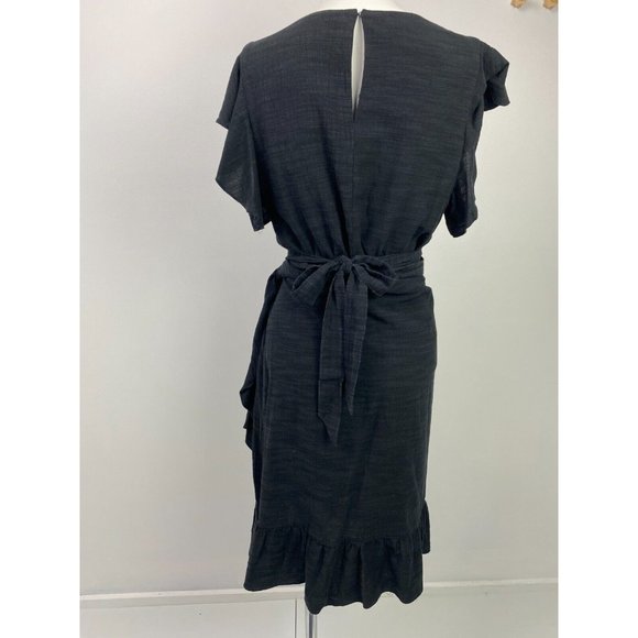 Decjuba Size 10 Women's Semi Wrap Dress Flutter Sleeve Hem - Picture 6 of 12